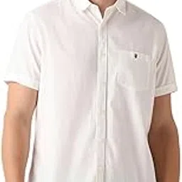 louis philippe Men's Textured Premium Cotton Slim fit Linen Blend Half Sleeve Casual Shirt with Soft Hand Feel-picture-16
