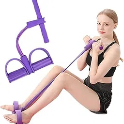 BSITSSS 4 Tubes Elastic Band, Multifunctional Upgrade Bands with Pedals Handles Stretch Ropes, Elastic Band for Home Gym Office (Purple)-picture-16