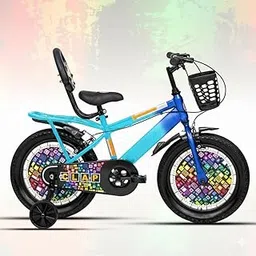 14T Kids Cycle for Boys & Girls (2.5–5 Years) | Suitable Height 80–110 cm | with Training Wheels | Sturdy Steel Frame | Colorful Design | Comfortable Seat (Blue & Sky Blue)-image-34