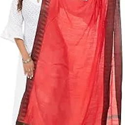 moeza Women's Red & Black Temple Border Woven Design Cotton Dupatta, Pack of 1, MFD0191-picture-30