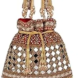 mybwo Zarina Royal Zari & Resham Potli Bag for Women | Wedding, Festive & Party Clutch-picture-30