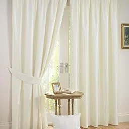 FABRIC EMPIRE Designer 2 Piece Crush Plain Door Curtains-7 FT,Cream,Off-White-picture-28