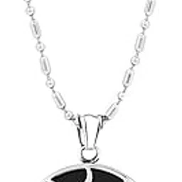 yellow chimes Silver Pendant for Men and Boys | Stainless Steel Black Pendant Chain | Birthday and for Husband-picture-37