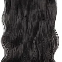 PRAVRAJYA Women Hair Extension Full Head Wig 22 Inch Synthetic Natural Wavy Dark Black Hair Pieces with 14 Clip Wig Cheap Fluffy & Not Tangled Women and Girls - (2# wavy darkest black)-image-58