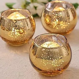 Mahganya Glass Tealight Candle Holders Decorative Items for Home Set of 2 (Silver)-image-15