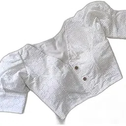 Front Open Readymade White Colour Hakoba Blouse for Women|Style - 1046 Women's Blouses & Shirts-picture-15