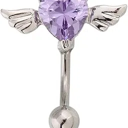 mastyle Heart Wings Belly Button Ring | Stainless Steel Curved Navel Piercing Jewelry for Women & Girls-picture-36