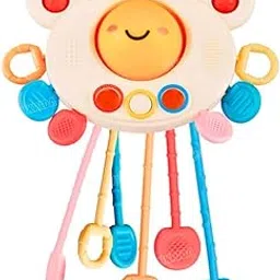 VikriDA Pull String Toy for Babies - Teething Sensory Montessori Toys, Food Grade Silicone Fine Motor Skills Toy for Toddlers, Crab Design, Multicolor-picture-28