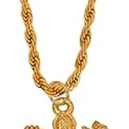 m men style Hindu Religious Goddess Maa Sherawali Durga Mata With Rope Chain Gold Zinc And Metal Pendant Necklace SPn20221017-picture-45