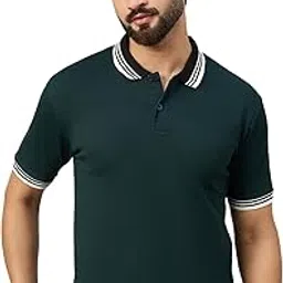 Merriment Men's Green Half Sleeves Solid Polo T-shirt-GZZ1010-picture-14