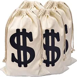 Eylola 4 Pack Money Bags Money Bags for Party Decor 11.8 x 15.7 Inches Money Bag Robber Costume Money Bag Dollar Sign Carrying Sack for Toy Party Favor, Bank Robber Pirate Cowboy Cosplay Theme Party,-picture-40