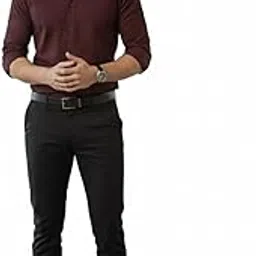 Classic Long Sleeve Button Down Dress Shirt, Burgundy, Cotton Blend, Slim Fit, Business Casual-picture-27