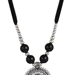 youbella Fashion Jewellery Antique Oxidised Tribal Cotton Thread Jewellery Necklace Earring Set for Women & Girls.(Valentine Gift Special). (Black)-picture-29