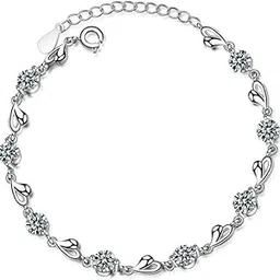 White Gold Plated Minimal Crystal Bracelet For Women and Girls | Stylish Jewelry Gift-image-11