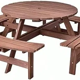 Mann Mart‚Large Outdoor Wooden Picnic Table with Benches - 8-Seater Garden Dining Set for Backyard Entertaining-picture-13