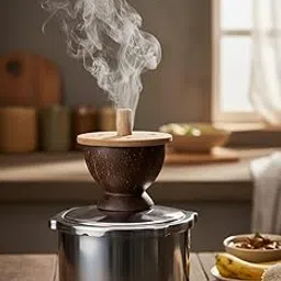 Natural Coconut Shell steamer with Wooden Lid, traditional puttu maker-image-31