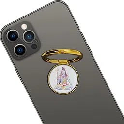 Swap-n-Snap Gold 360 Holo-Ring Mobile Phone Grip Holder with Changeable Logo - Lord Shiva Design-image-2