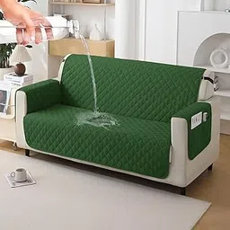 HOKIPO Quilted Sofa Mat with Bottom Waterproof Layer with Side Pockets, 175(D) x 150(L) cm, Forest Green(AR-5141-W8)-picture-31