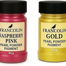 Francolin | RaspberryPink & Gold | Mica/Pearl Powder Pigment | Non Toxic | Vibrant Metallic Glowing | for Soap, Epoxy Resin, Painting, Nail Art & Craft, Cosmetic, Slime | 50g*2-image-54