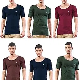 lux nitro Round Neck with Sleeve Vest for Men | Trendy Coloured Undershirt | Sweat-Absorbing Vest Pack of 6-picture-37