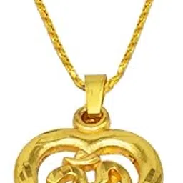 sullery Heart Shape Yoga Om Gold Brass Heart Pendant Necklace for Men and Women-picture-24