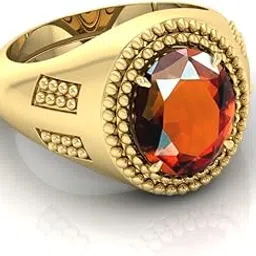 Sanwariya GEMS Gomed Gold Plated Ring Natural Quality & Original Stone Panchdhatu & Ashtadhatu Metal Adjustable Ring Rashi Ratna Loose Gemstone Ring for Men and Wome-picture-16