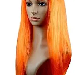 Western Era Smooth Long Hair Wig / Princess Hair Wig / Funny Style for Fancy Dress Costume, Theme Party (Orange)-picture-19