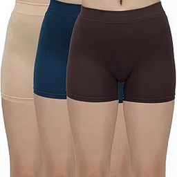 amul comfy Women's Plain/Solid Outer Elastic Skirt Shorts - Pack of 3 (#Skirt-Shorts-Brwn1_N1_S1-105cm)-picture-38