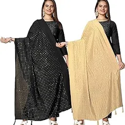 kemza Women's Embroidered Mirror Cotton Dupatta Combo with Rajasthani Aari Work Pack of 2-picture-21
