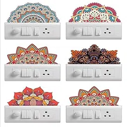 Heaven Decors Rangoli Flower Switch Board Wall Sticker (Standard Size),Multicolour-image-52