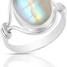 silverrazzi 925 Sterling Silver Rainbow Moonstone Oval Shape Ring | Women and Girls | Certificate of Authenticity and 925 Stamp | 6 Month Warranty-picture-50