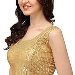 Kritika Women's Sequence Heavy Work Sleeveless Readymade Deep Neck Blouse-picture-17