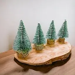 White Or Golden Touch 4 Pcs Mini Artificial Small Size Tabletop Christmas Pine Tree for Holiday Home Office Decoration Artificial Tabletop Decorations, Christmas Tree Table Xmas TreeTable Top-picture-26