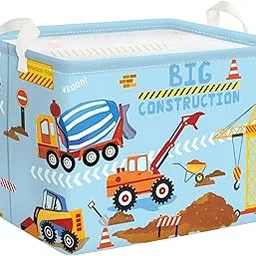 Construction Vehicle Baby Laundry Hamper Collapsible Clothes Kids Storage Basket Large Boys Gift Toy Box Bin for Nursery Room, Excavator, 36L-picture-24