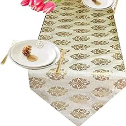 PINK PARROT Durable Dopian Silk Table Runner 13"X 70 " 1 Pc (Beige), Large-picture-17