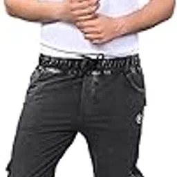 neocardin Men's Cargo Jogger Pants, Elastic Waistband, Black Denim, Casual & Regural Fit-picture-32