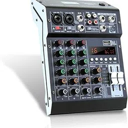 Dabeatz Professional 4 Channel Mixer | XLR + TRS + 6.35MM Input Ports | USB MP3 & BT Support |Delay & Repeat FX | Stereo Output |48V Phantom Power | Stereo Control Room, Headphone, Aux, EFF (99 DSP)-image-0