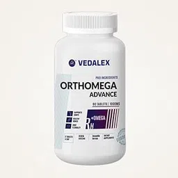 Vedalex Orthomega Advance Joint Support Supplement, 1000mg, 60 Tablets | contains : glucosamine sulfate { 90 % purity } , chondroitin sulfate , acacia catechu , msm , collagen , hyaluronic acid , bosewellia serrata , turmeric ext , vitamin D3 , omega , rosehip ext , piprine ,& probiotics-image-2