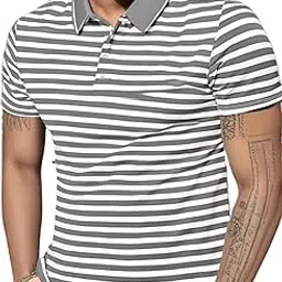 jonney Men's Striped Cotton Rich Polo T Shirt | Collar Tshirts | Half Sleeves | Stripe-Regular Fit-640682-picture-13