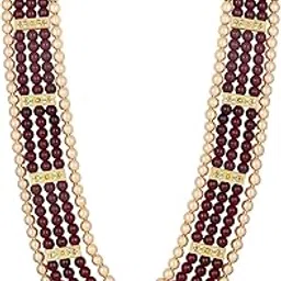 mahi 5 Layers Red and Brown Glass Beads Base Dulha Moti Mala Haar Necklace for Men's (ML1108096GMar)-picture-47
