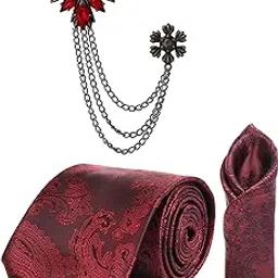 necktie For Men Complete Combo Set – Stylish necktie, matching pocket square & premium brooch included.-image-45