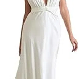 traquila Plunge Maxi Georgette Dress with Dipped Hem.-picture-57