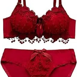 fashionhubista Women's Lace Bra Panty Set | Elegant Lingerie Set | Padded Bra & Briefs | Size 30 to 36 | Comfortable & Stylish Design-picture-45