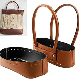 SNAPPSY 2 Pieces Handbag Making Kit Bag Bottom and Handle for Weaving Tote Repairing Brown-image-35