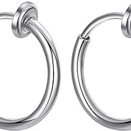 via mazzini Clip-On Silver Metal Small Nose Ring For Women (1 Pair)-picture-38