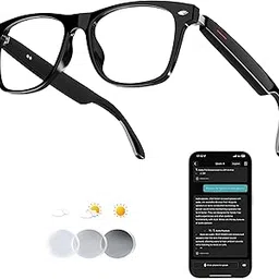 MNVOEQ Ai Wireless Bluetooth Translation Smart Glasses with 140+ Languages Real-Time Translation for Men/Women,Travelling/Business Communicating/Driving(E13+AI+Color Change Lenses+Black)-picture-13