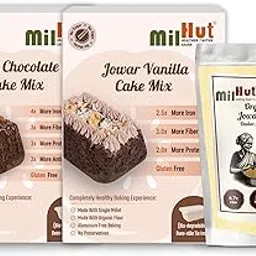 MilHut Ragi Chocolate & Jowar Vanilla Cake Mix Combo – Includes Complimentary 500g Easy-to-Roll Organic Jowar Flour | Naturally Gluten-Free | Healthy & Nutritious Baking-picture-40