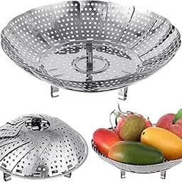 TWOK Steamer Basket Stainless Steel Steamer Basket for Vegetable/Insert for Pots, Pans steam boiling | Foldable Vegetable Steamer for Cooking to Fits Various-picture-48