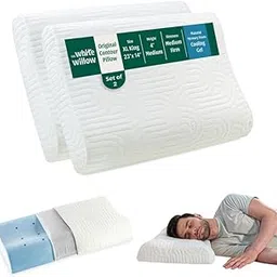 The White Willow Cervical Pillow for Neck Pain & Shoulder Pain Relief-Set of 2 Cool Gel Memory Foam Pillow for Sleeping-Orthopedic Pillow for Spondylitis-Neck Support Medical Pillow-XL King-Cream-picture-26