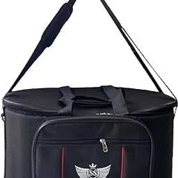 Swag Swank Heavy Padded Tabla Bag, Black with Red Interior, Multiple Storage Compartments, Adjustable Strap-picture-31